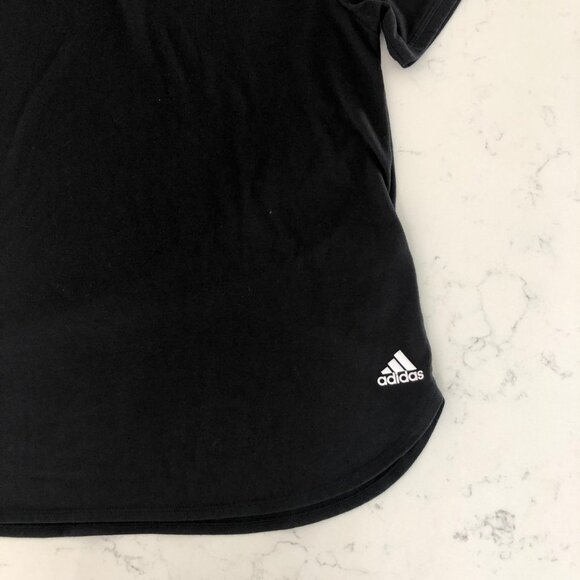 Adidas Activewear Athletic Aeroready SS Crew Neck Top Black White Logo Sz S - Picture 3 of 13